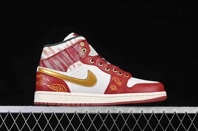 All Categories Air Jordan Jordan Series Basketball Shoes Air Jordan 1 Mid Air Jordan 1 Mid AJ1 Joe 1 Year of the Horse Limited Chinese Cultural Leisure Sneakers DQ8426-105